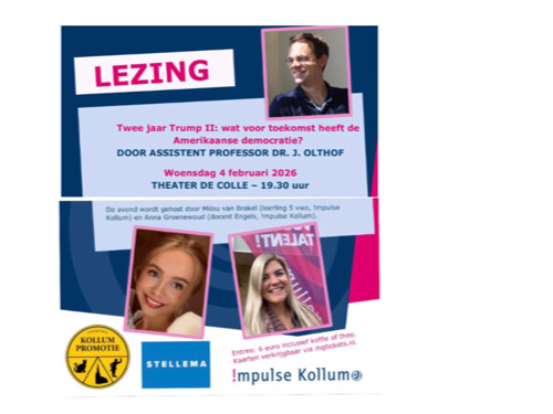 Colle lezing :De democratie in Amerika staat onder druk , lezing door ass.professor dr Jelte Olthof