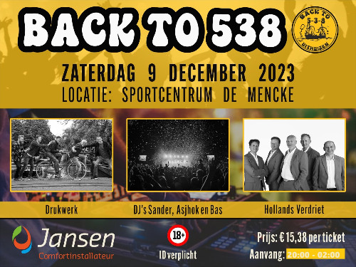 Back to 538 | Zaterdag 9 December 2023 | MGTickets